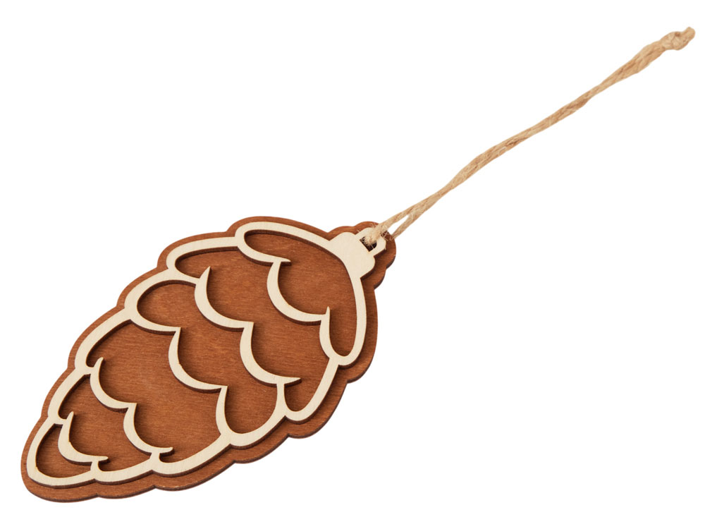 Подвеска шишка с цветной подложкой, коричневая подложка