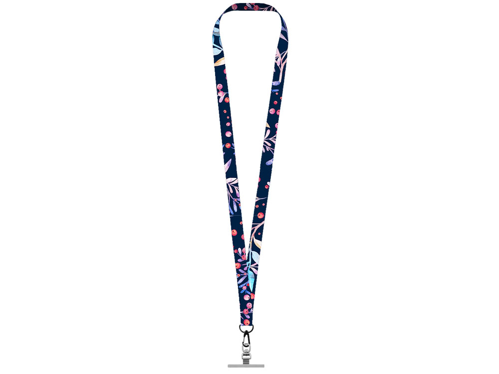 Ланъярд 2 см под сублимацию с трендовым карабином и металлическим держателем для телефона, черный