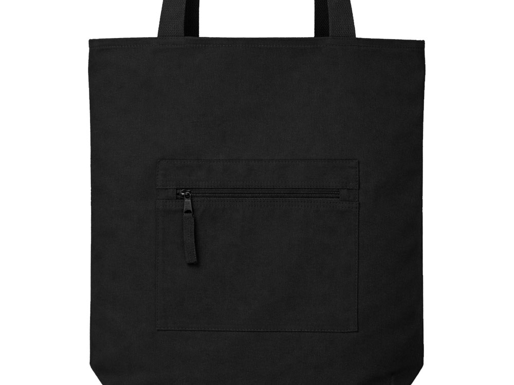 Сумка на молнии Zipper  Neo из хлопка 280 г c карманом на молнии спереди, черный