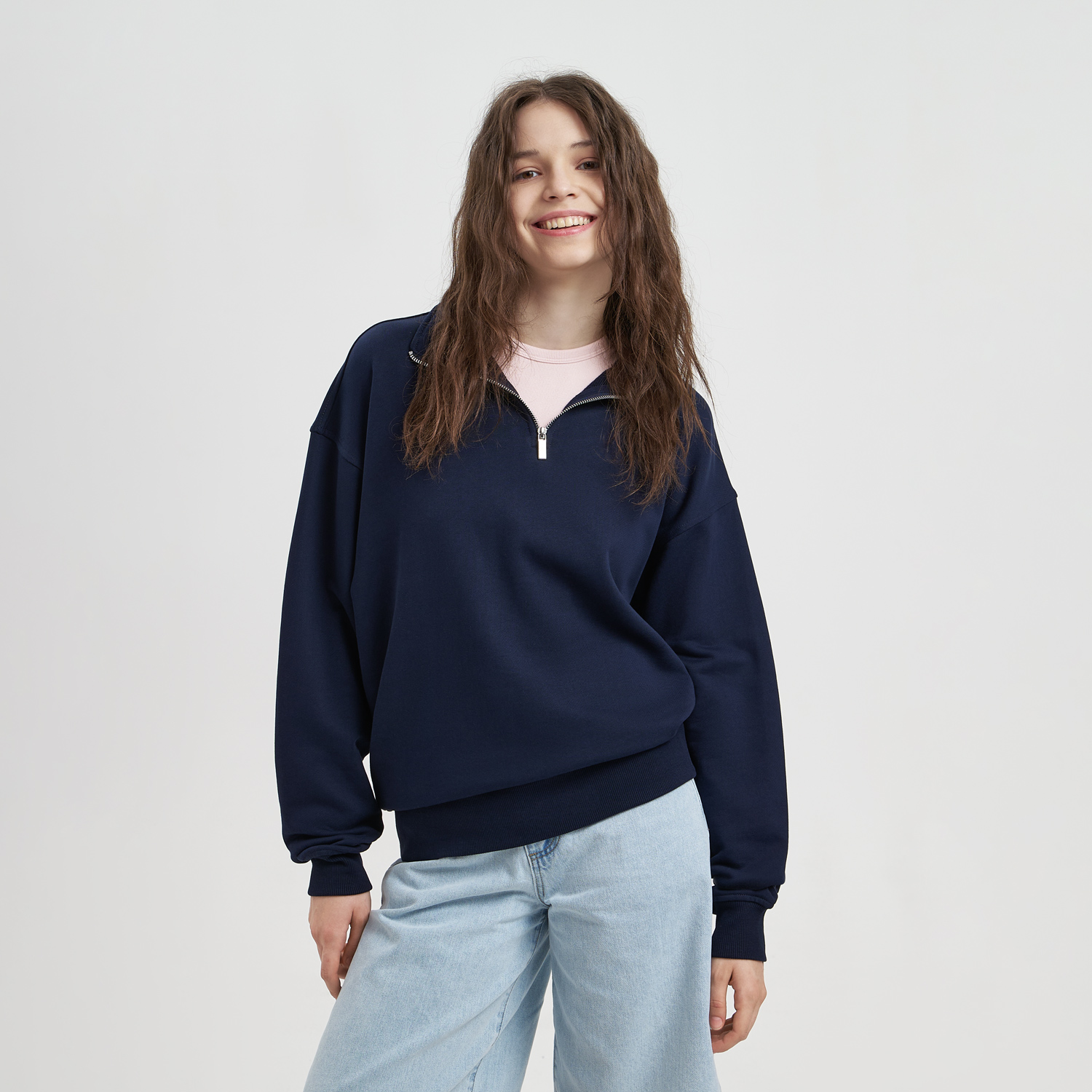 Толстовка на молнии унисекс Флоу (Flow), темно-синяя, размер 5XL/6XL Толстовка на молнии унисекс Флоу (Flow), темно-синяя, размер 5XL/6XL