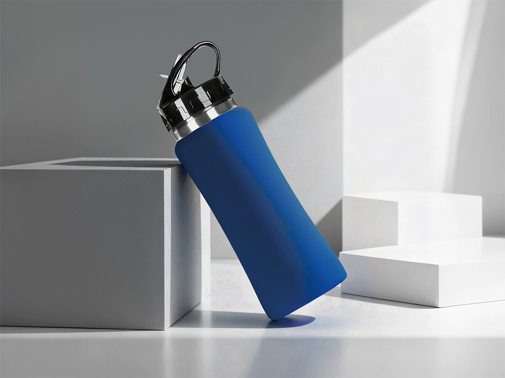 Подарочный набор с бутылкой для воды и повербанком С2, 10000 mAh, темно-синий