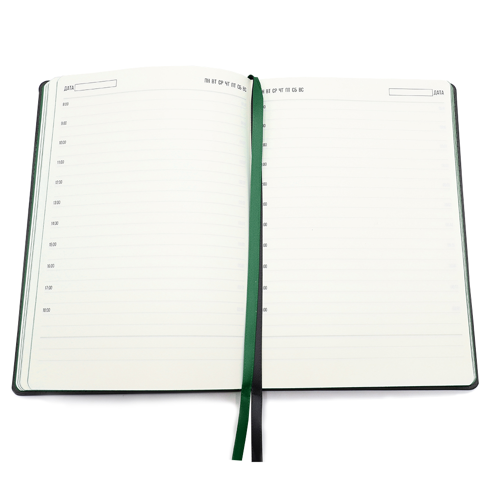 Ежедневник A5 недатированный Efemero в мягком переплёте, черный/тёмно-зеленый