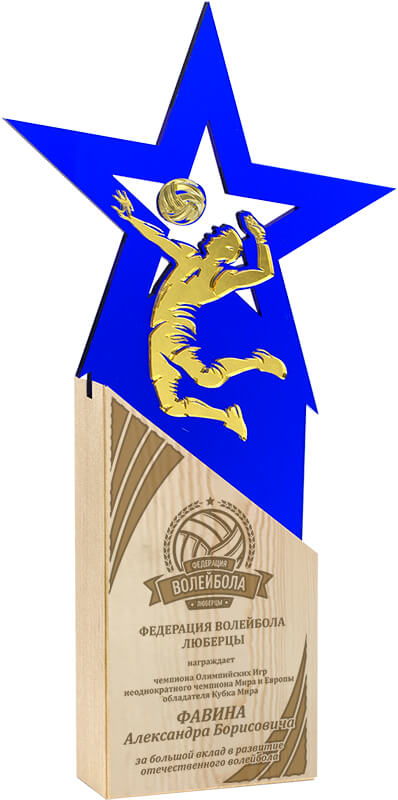 Акриловая награда с лазерной гравировкой волейбол