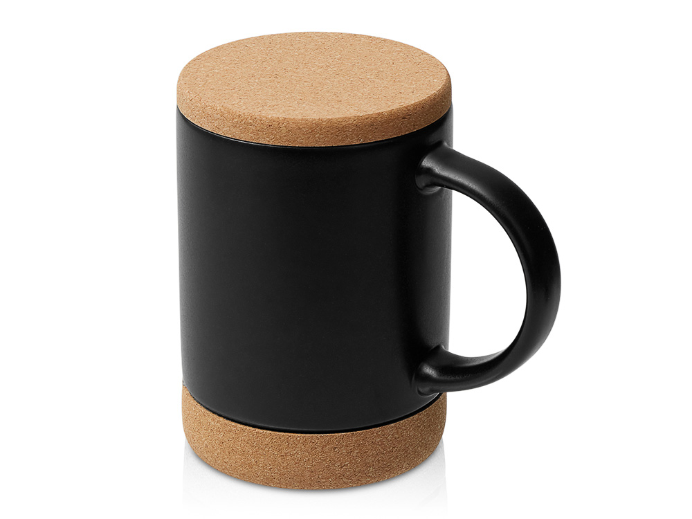 Кружка 450 мл с пробковым дном с крышкой Корк & Бон, черный Кружка 450 мл с пробковым дном с крышкой Корк & Бон, черный