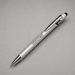 Ручка-стилус металлическая шариковая Sway Monochrome с цветным зеркальным слоем, серебристый с черным Ручка-стилус металлическая шариковая Sway Monochrome с цветным зеркальным слоем, серебристый с черным