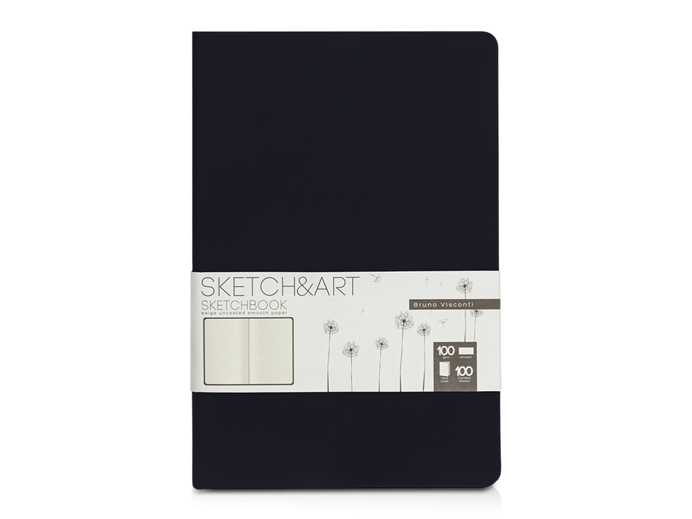 Скетчбук Sketch & Art в твердом переплете 143х216 мм, 100 л. бежевой бумаги 100 г/м2, черный Скетчбук Sketch & Art в твердом переплете 143х216 мм, 100 л. бежевой бумаги 100 г/м2, черный