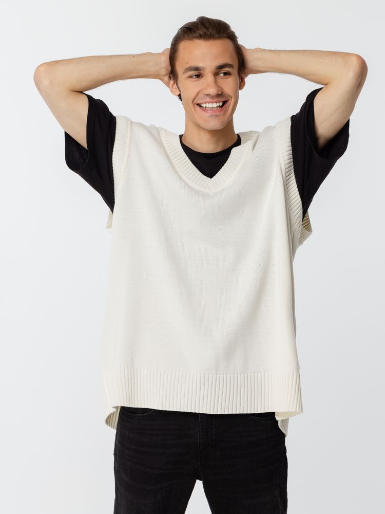 Жилет оверсайз унисекс Tad в сумке, молочно-белый Жилет оверсайз унисекс Tad в сумке, молочно-белый