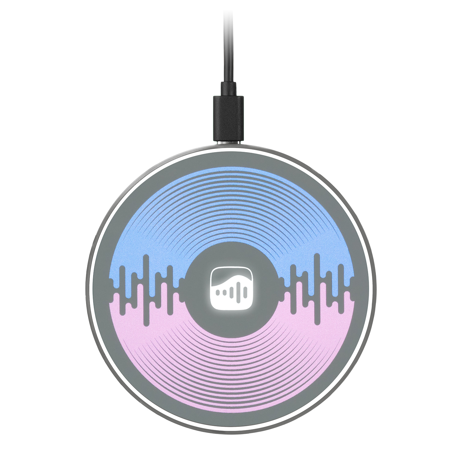 Беспроводное зарядное устройство с подсветкой 15W Аурис (Auris), серое Беспроводное зарядное устройство с подсветкой 15W Аурис (Auris), серое