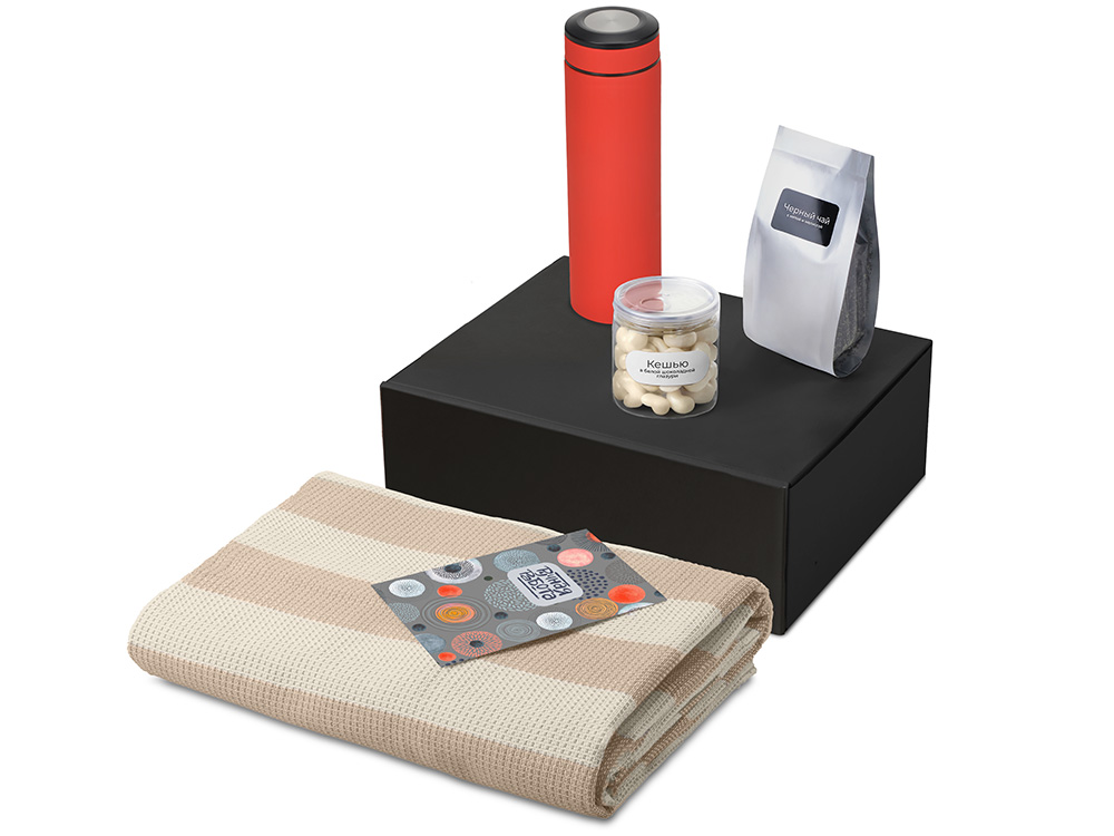 Подарочный набор Re:y. Warm с пледом, термосом и чаем