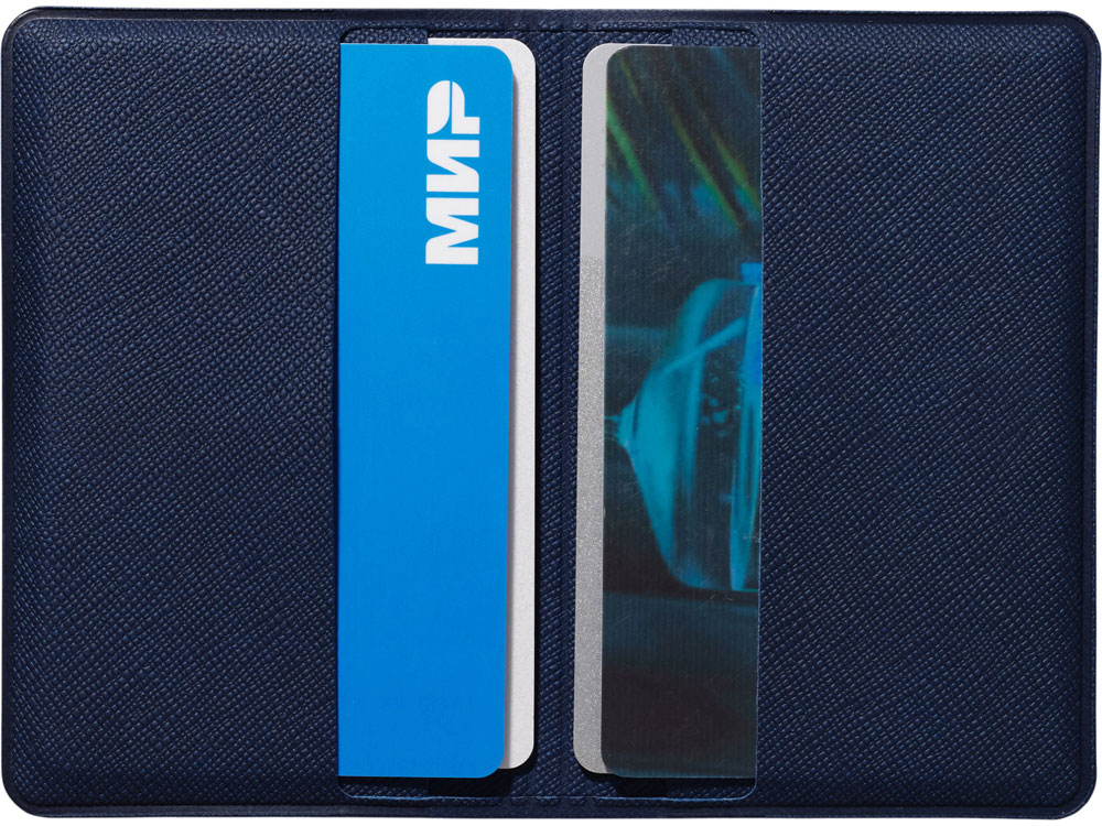 Футляр-книжка на 4-е карты с RFID Favor, темно-синий