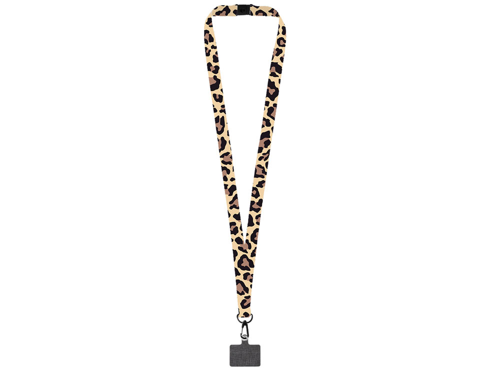 Ланъярд 2 см под сублимацию с трендовым карабином, замком обрыва и большим держателем для телефона из ПЭ, черный