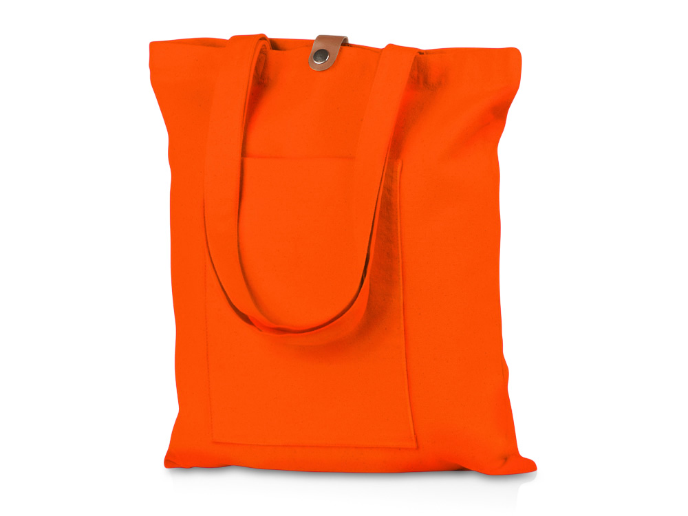 Cумка Clip из хлопка 340 г/м2 с застежкой из экокожи, оранжевый