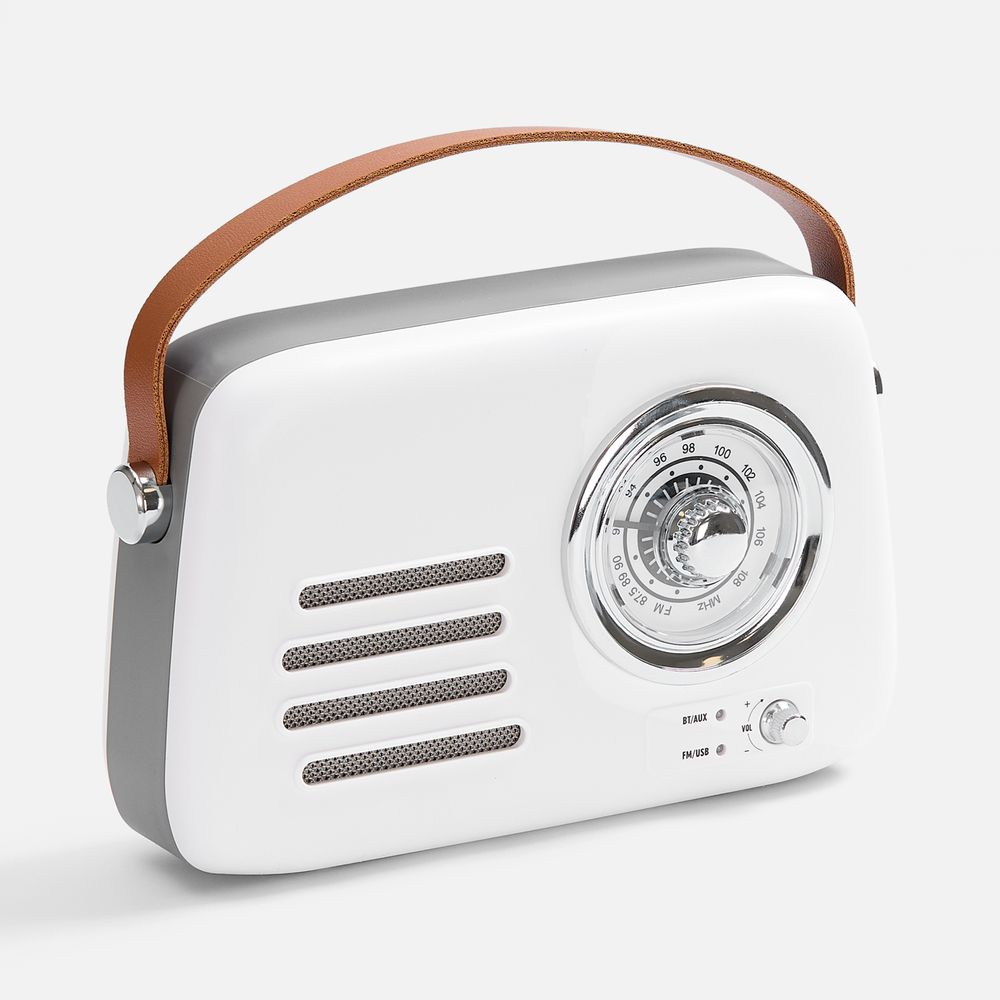 Bluetooth-колонка с радио Retronica, белая Bluetooth-колонка с радио Retronica, белая