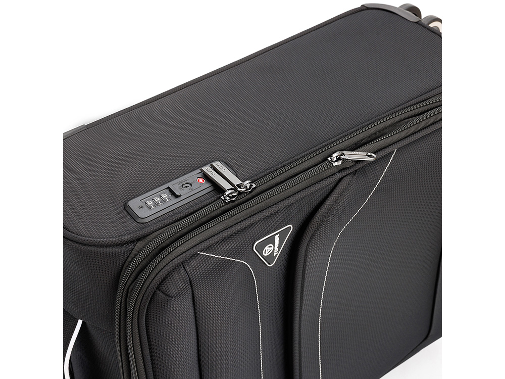 Чемодан TORBER НЕРО, чёрный, переработанный ПЭТ, 40 х 20 х 55 см, 37 л