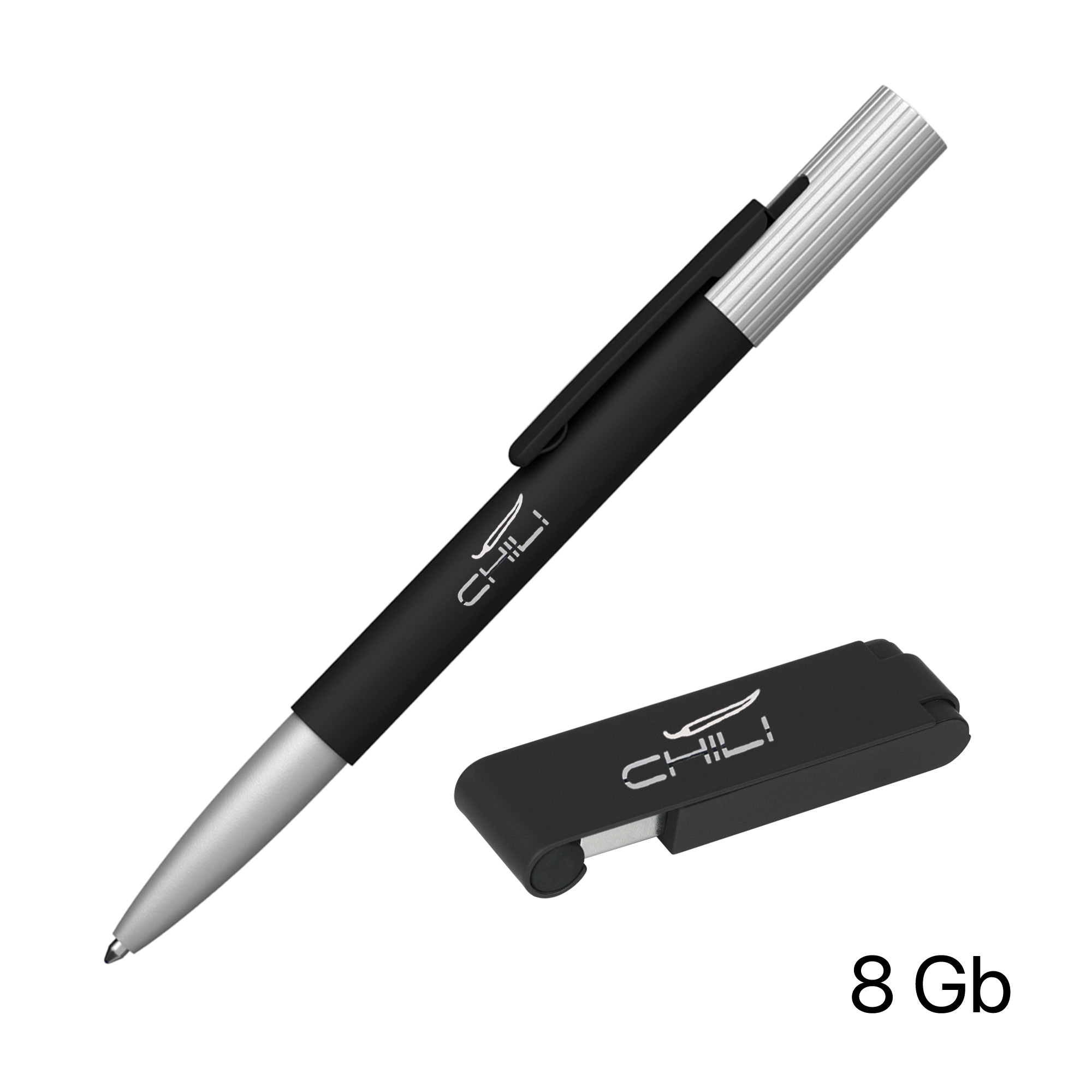 Набор ручка "Clas" + флеш-карта "Case" 8 Гб в футляре, покрытие soft touch