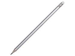 Шестигранный карандаш с ластиком Presto, серебряный