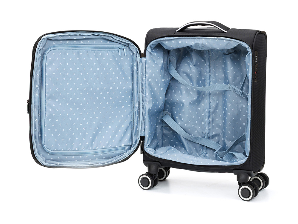 Чемодан TORBER НЕРО, чёрный, переработанный ПЭТ, 40 х 20 х 55 см, 37 л