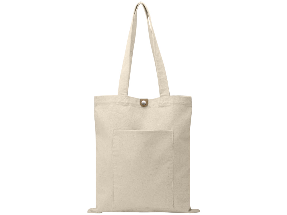 Сумка Clip из хлопка 340 г/м2 с застежкой из экокожи, натуральный