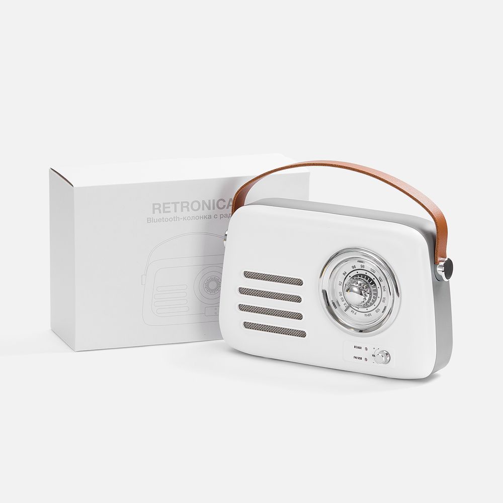 Bluetooth-колонка с радио Retronica, белая Bluetooth-колонка с радио Retronica, белая