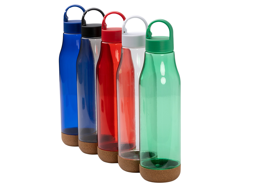 Бутылка Basti с пластиковым корпусом и пробковым дном, зеленый Бутылка Basti с пластиковым корпусом и пробковым дном, зеленый