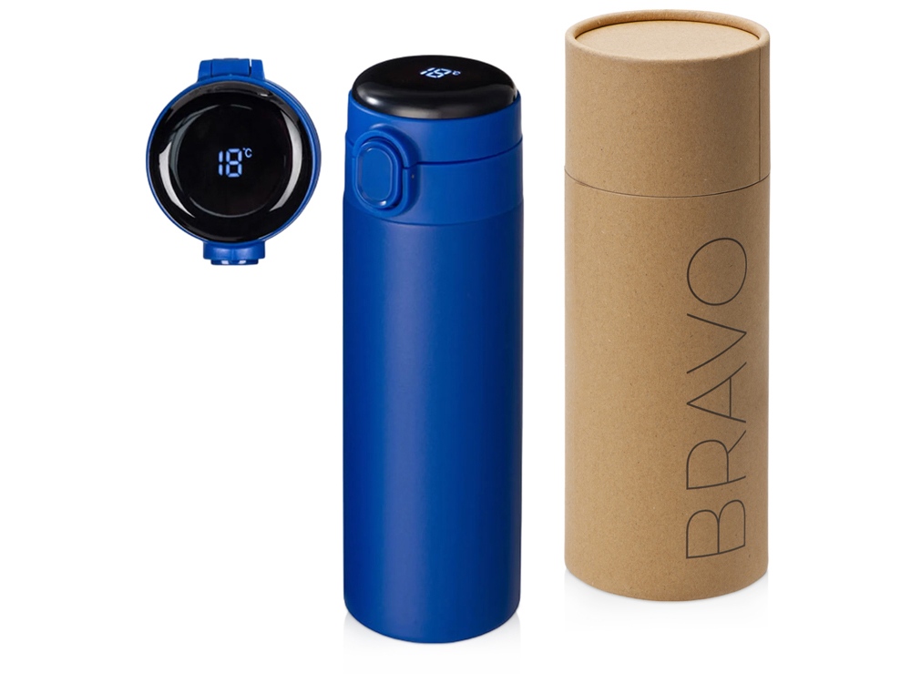 Вакуумная термокружка Waterline с медной изоляцией Bravo, 400 мл, тубус, сини