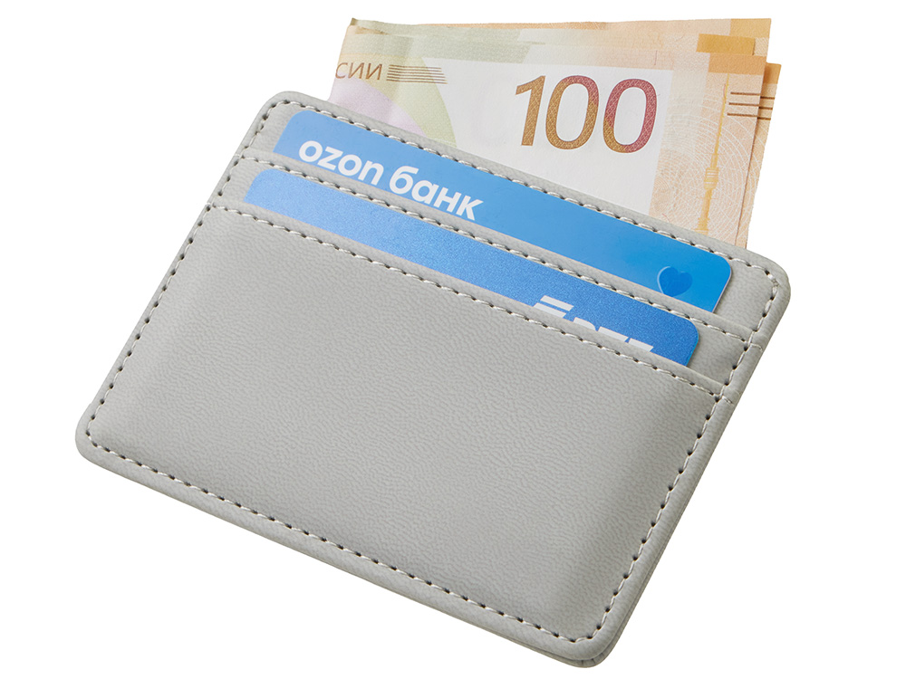 Картхолдер для двух карт и наличных денег с зажимом Crave, светло-серый