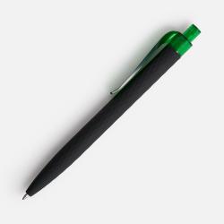 Ручка шариковая Prodir QS01 PRT-T Soft Touch, черная с зеленым