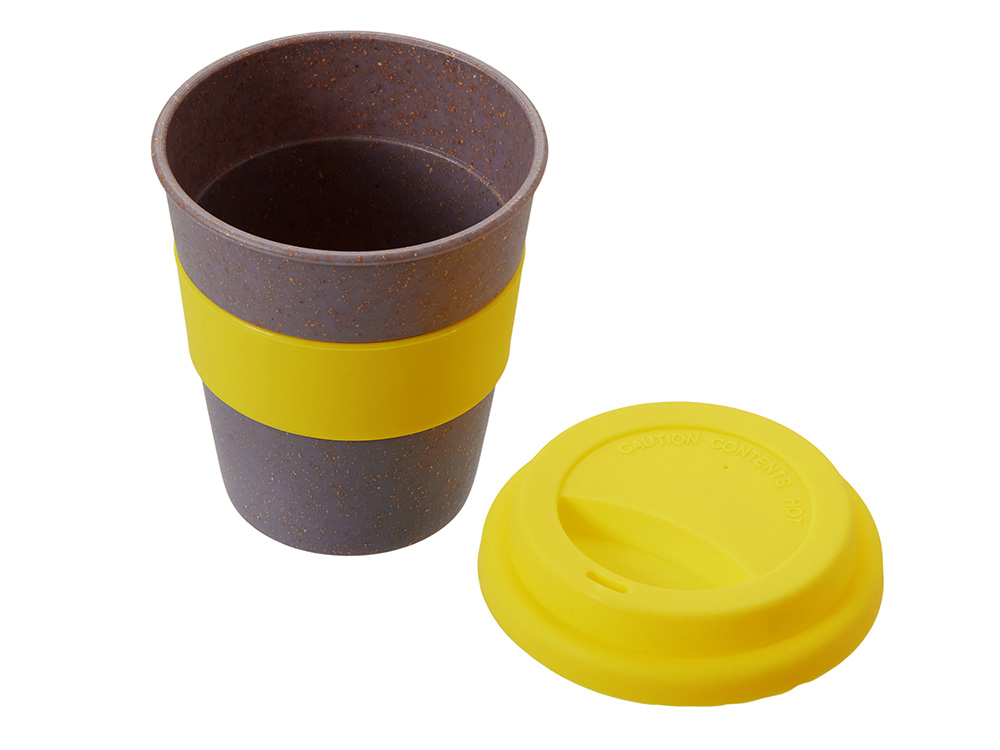 Стакан с силиконовой крышкой Café, желтый