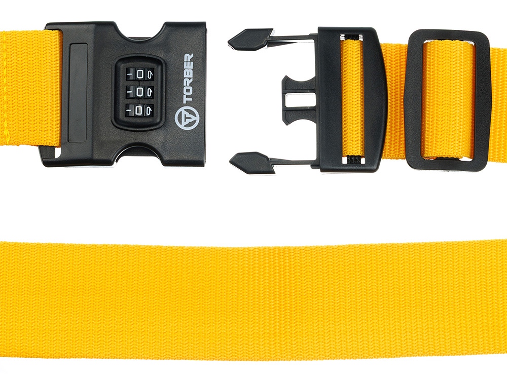 Ремень для чемодана Torber, желтый, 182 х 5 см Ремень для чемодана Torber, желтый, 182 х 5 см