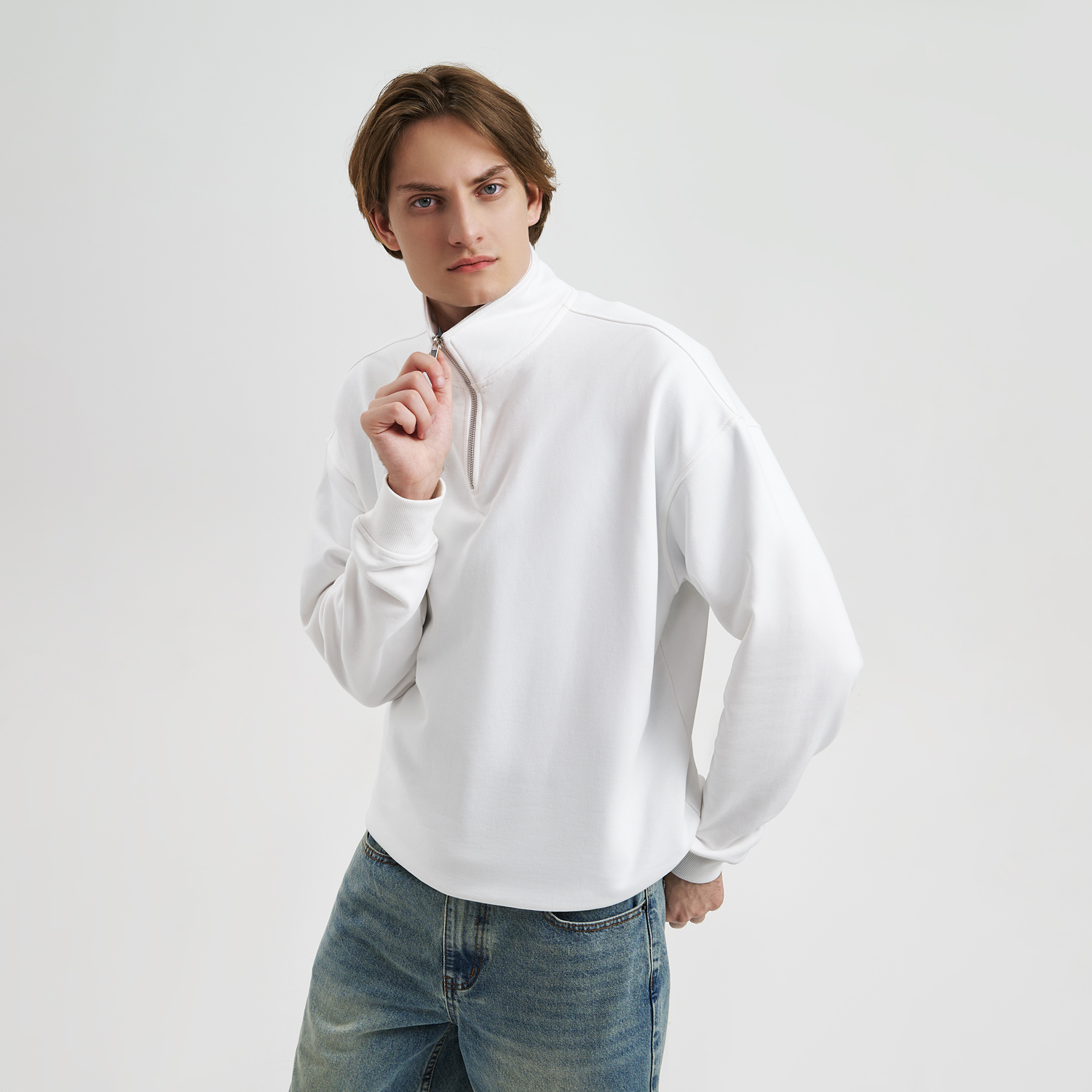 Толстовка на молнии унисекс Флоу (Flow), белая, размер 5XL/6XL Толстовка на молнии унисекс Флоу (Flow), белая, размер 5XL/6XL