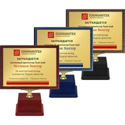 Награда с плакеткой и с сублимационной печатью на металле (коричневая)