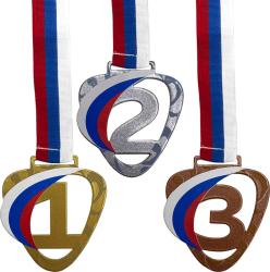 Комплект медалей Зореслав 1,2,3 место с лентами триколор