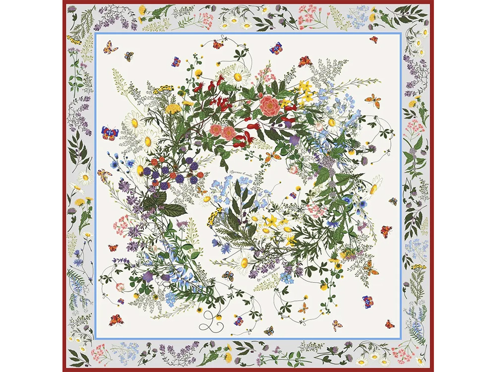 Набор: платок Русский полевой букет и свеча Цветы и травы