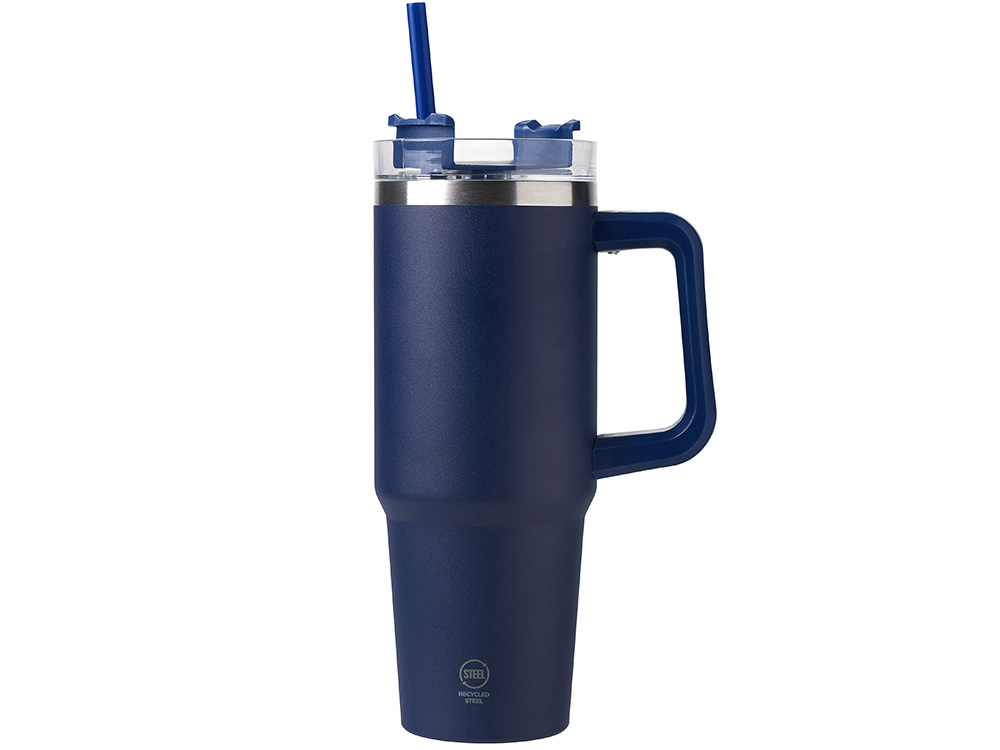 Термокружка KRANSTON с двойными стенками из переработанной нержавеющей стали, синий нейви Термокружка KRANSTON с двойными стенками из переработанной нержавеющей стали, синий нейви