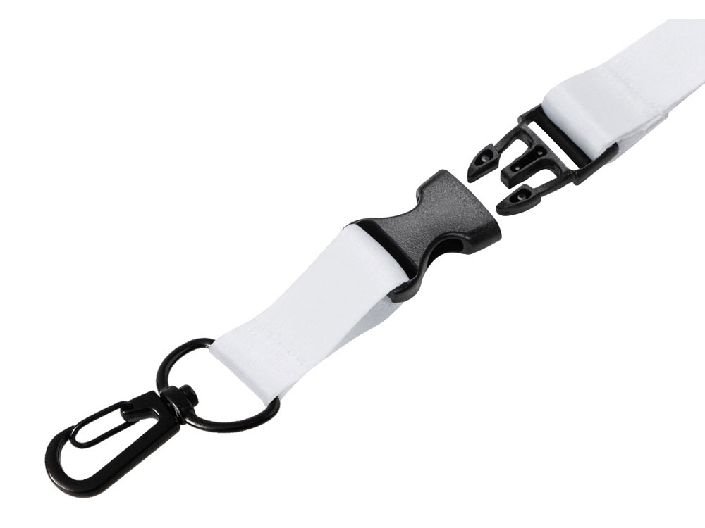 Ланъярд 2 см под сублимацию с карабином, межуровневым замком и замком обрыва, черный