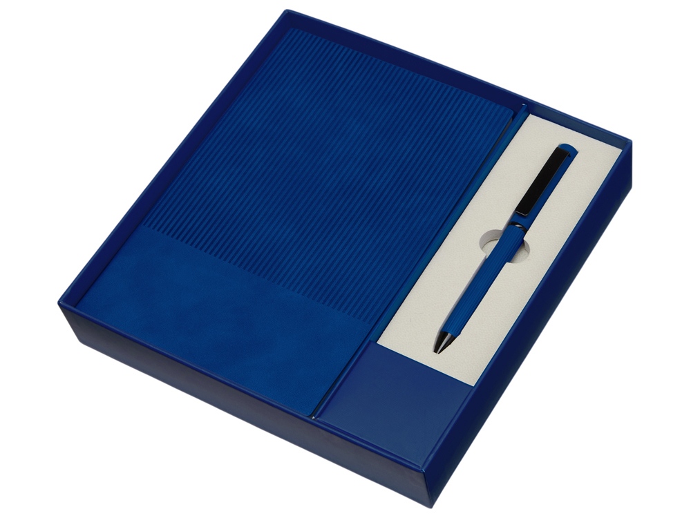 Набор блокнот в гибкой обложке А5 и металлическая шариковая ручка Nabokov, синий