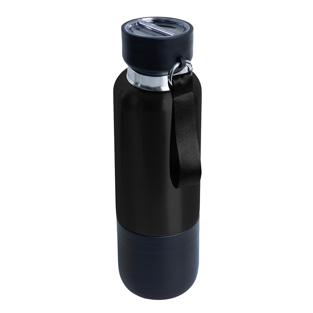 Термос Hike c ланьярдом и манжетой, чёрный