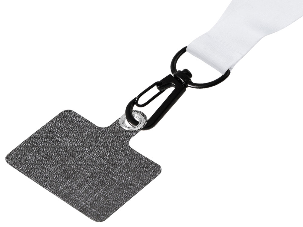 Ланъярд 2 см под сублимацию с трендовым карабином, замком обрыва и большим держателем для телефона из ПЭ, черный