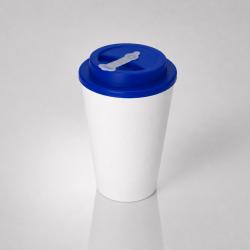 Пластиковый стакан Take away с двойными стенками и крышкой с силиконовым клапаном, 350 мл, белый/синий Пластиковый стакан Take away с двойными стенками и крышкой с силиконовым клапаном, 350 мл, белый/синий
