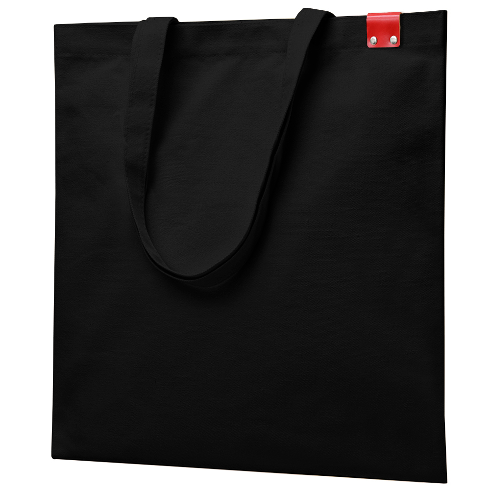 Сумка для покупок IVORY 325 г/м² с PU нашивкой, чёрный/красный