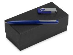 Подарочный набор Skate Mirro с ручкой для зеркальной гравировки и флешкой, синий