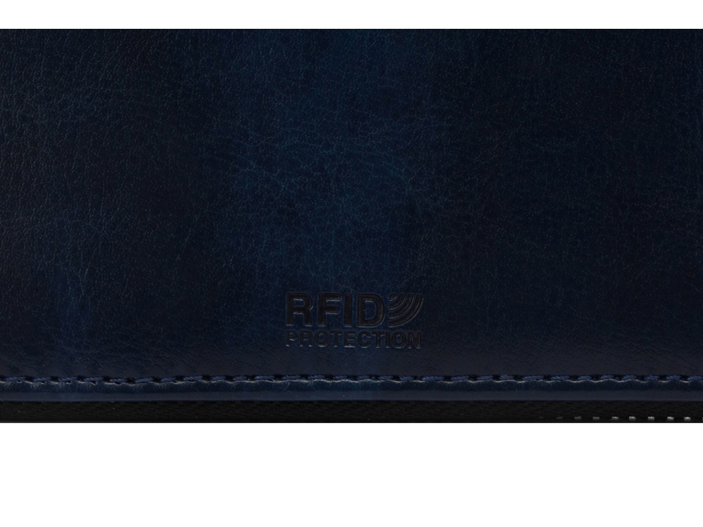 Бизнес-блокнот на молнии А5 Fabrizio с RFID защитой и ручкой, синий