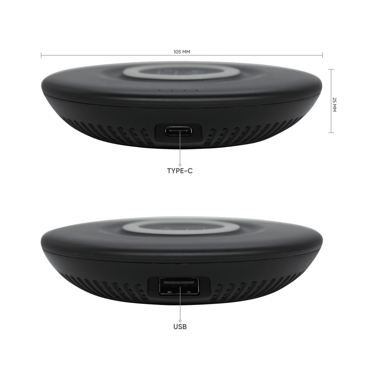 Внешний аккумулятор Tony с беспроводной зарядкой, 5000 мАч (черный) Внешний аккумулятор Tony с беспроводной зарядкой, 5000 мАч (черный)