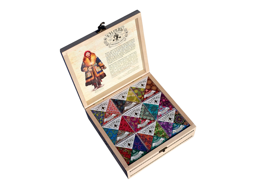 Подарочный набор c чаем Сокровища Севера в деревянной шкатулке без лого