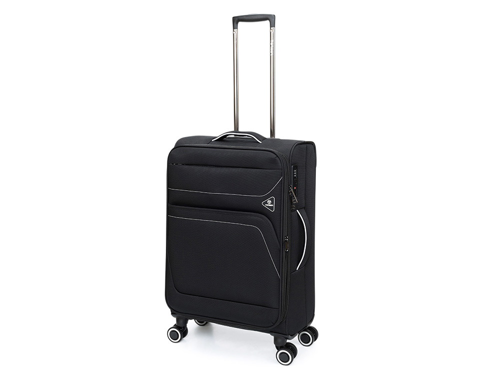 Чемодан TORBER НЕРО, чёрный, переработанный ПЭТ, 44 х 25 х 67 см, 63 л