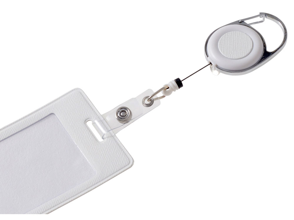 Бейдж с рулеткой-карабин Favor, белый