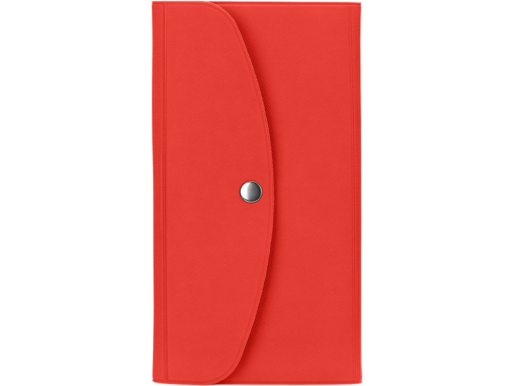 Органайзер для документов на кнопке с отделением для купюр и ручки, упаковка в индивидуальный пакет, красный/серый