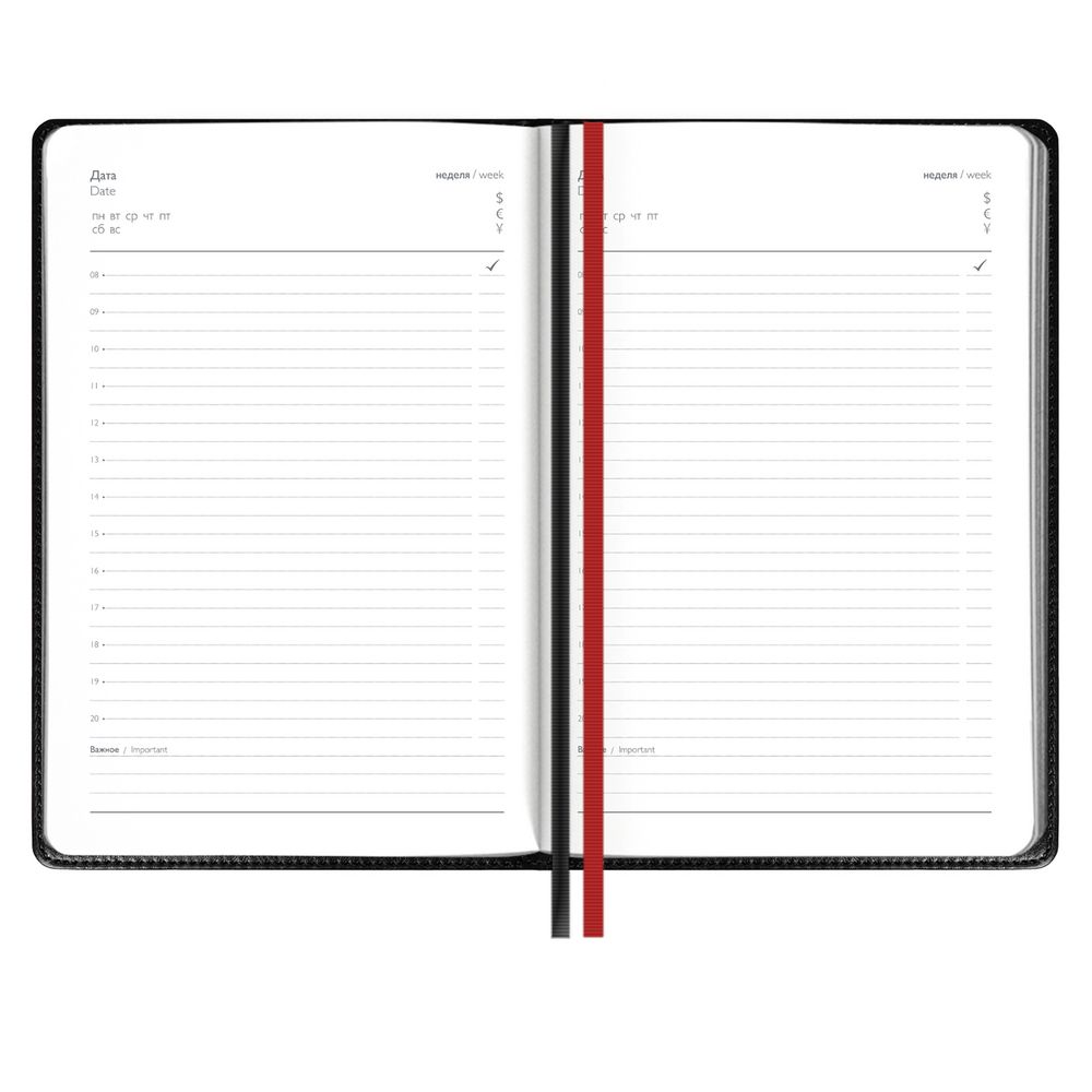 Ежедневник Alanis, недатированный, черный с красным Ежедневник Alanis, недатированный, черный с красным