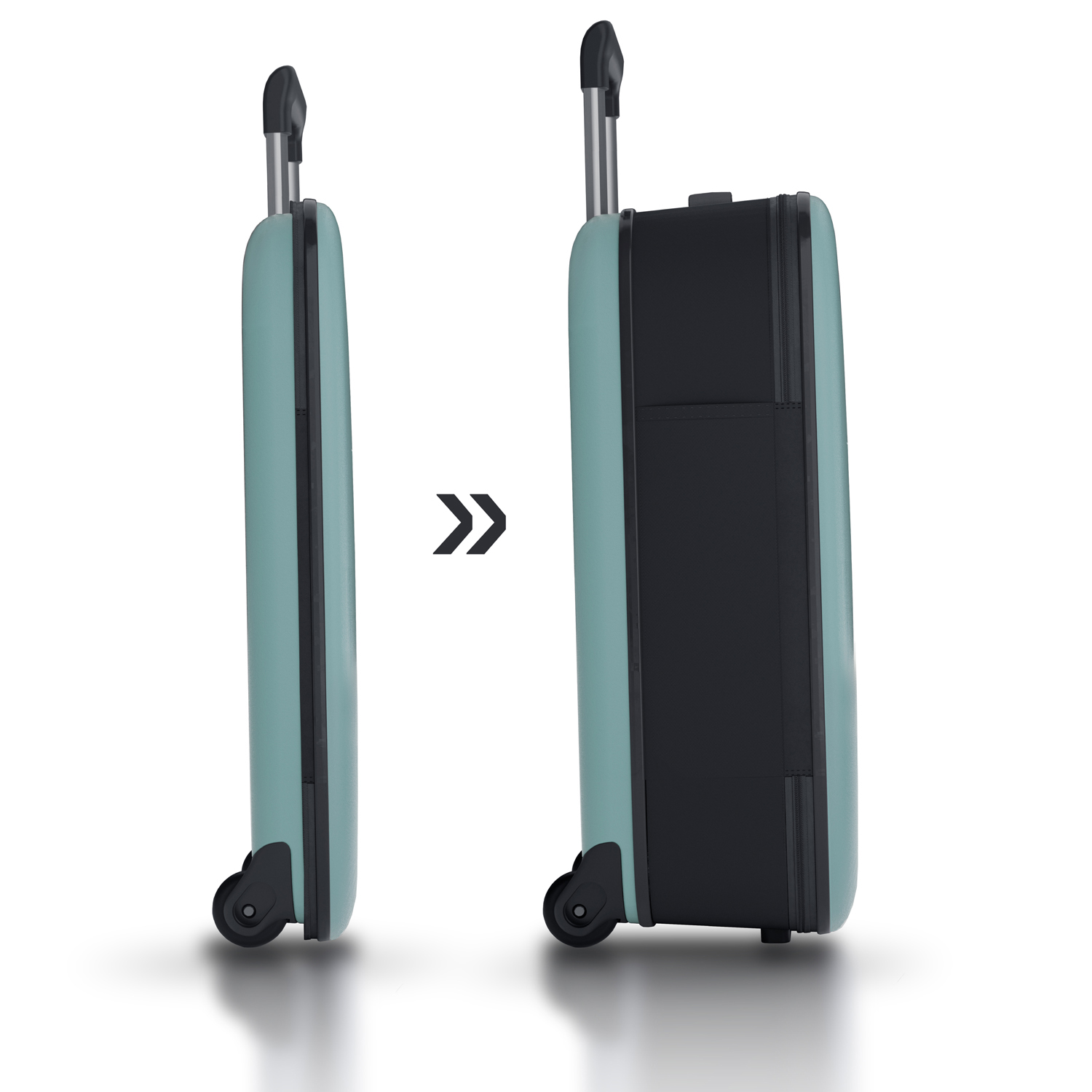 Чемодан складной Rollink Vega II 55x40x20 см, 2 колеса, бирюзовый