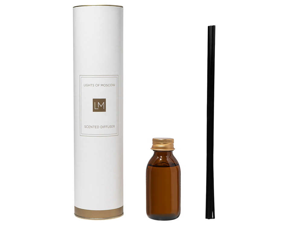 Ароматический диффузор с палочками, Россо: апельсин и клубника, дуб, 100 мл (без лого LM)